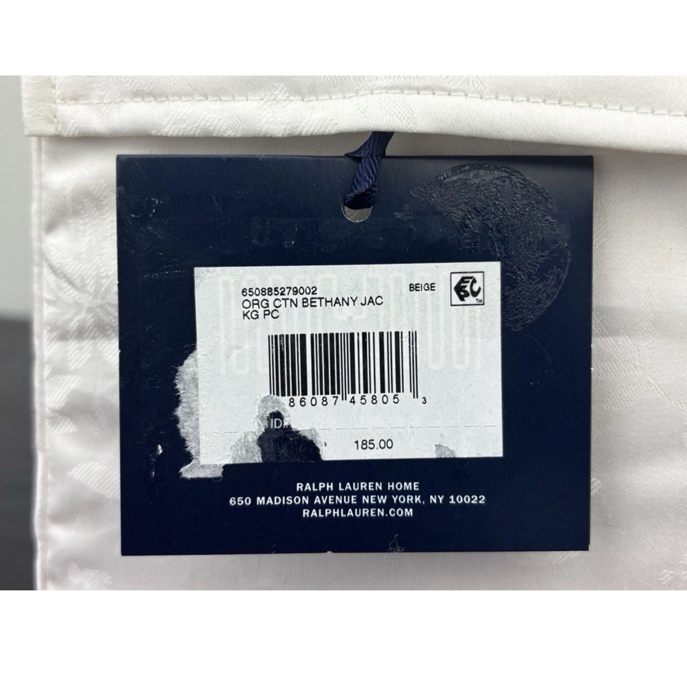 Ralph Lauren Bethany Jacquard KING Pillowcases BEIGE Floral Organic Cotton 2PC - Picture 6 of 10